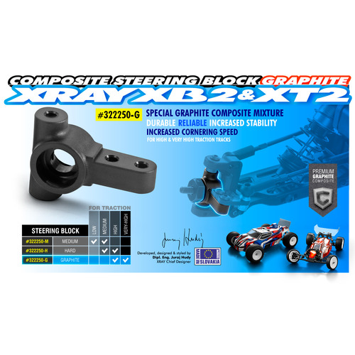 XRAY COMPOSITE STEERING BLOCK - GRAPHITE - XY322250-G
