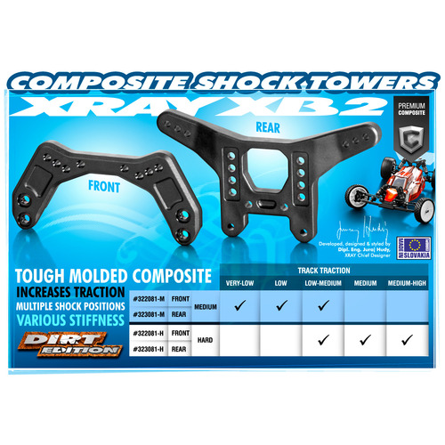 XRAY COMPOSITE SHOCK TOWER REAR - HARD - XY323081-H