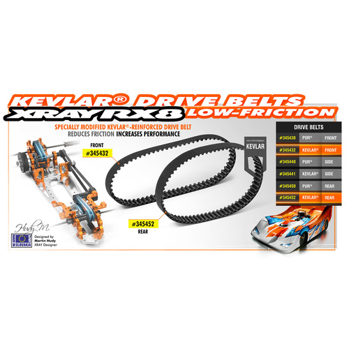 XRAY LOW FRICTION KevlrDRIVE BELT REAR 8.0 X 204 MM - XY345452