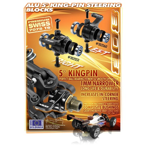 XRAY ALU STEERING BLOCK LEFT - 5DEG - XY352267