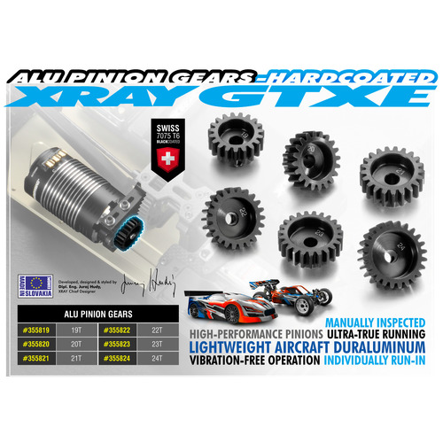 XRAY ALU PINION GEAR - HARD COATED 19T - XY355819