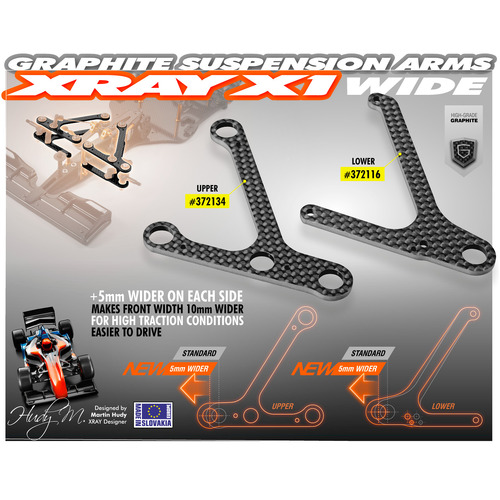GRAPHITE LOWER SUSPENSION ARM 2.5MM - WIDE - XY372116