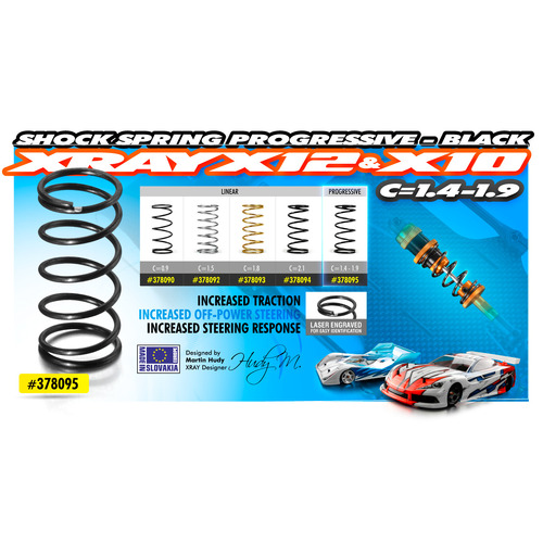 XRAY SHOCK SPRING PROGRESSIVE C=1.4-1.9 - BLACK - XY378095