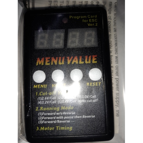 LCD program card for turbo esc